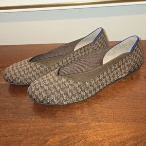 Rothy's Brown Houndstooth Flats with Blue Accent